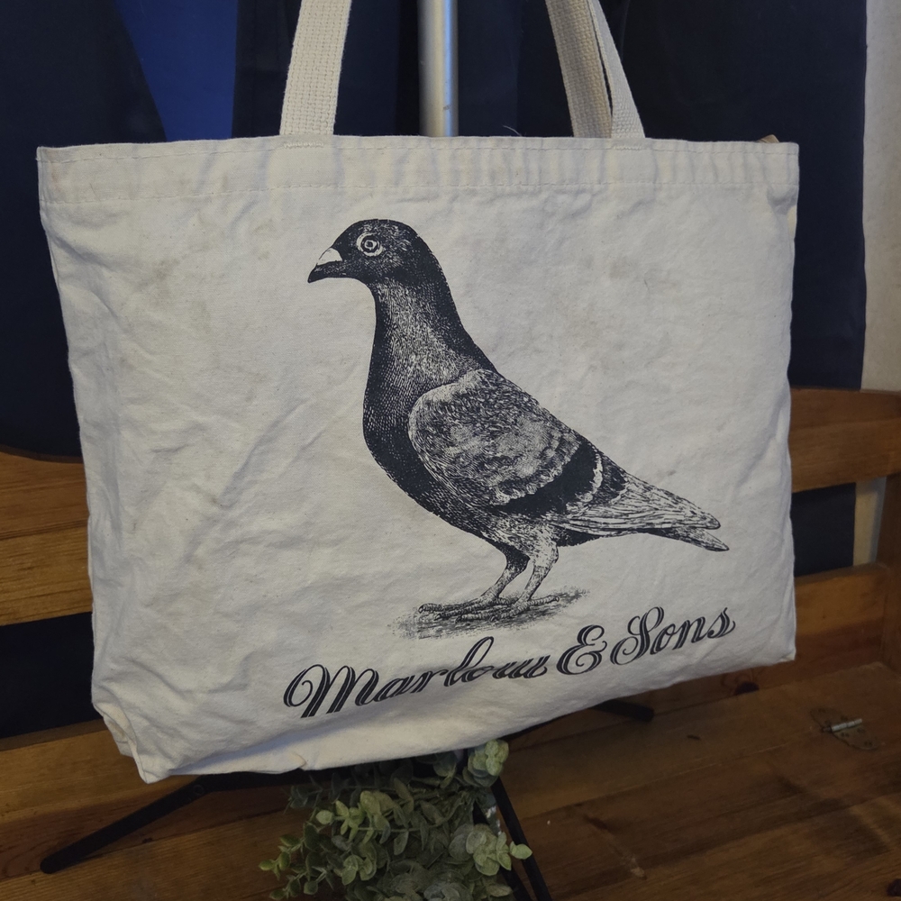 Canvas Tote Bag Marlowe & Sons Pigeon Graphic – NYC Market Chic Everyday Carry